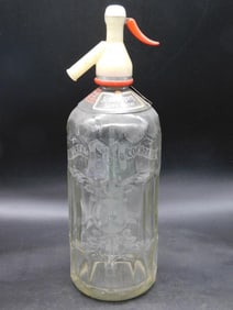 VINTAGE CANTRELL & COCHRANE GLASS SELTZER BOTTLE SODA WATER MINERAL SYPHON SIPHON MID CENTURY