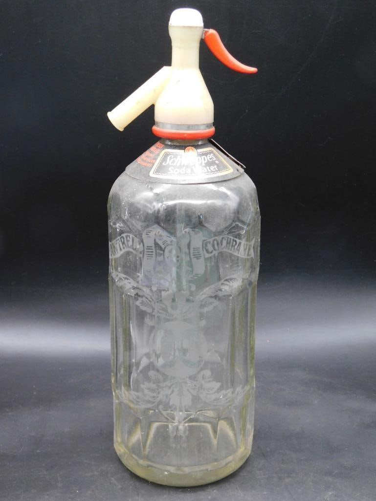 VINTAGE CANTRELL & COCHRANE GLASS SELTZER BOTTLE SODA WATER MINERAL SYPHON SIPHON MID CENTURY (1 of 3)