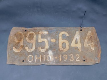 1932 OHIO ANTIQUE AUTOMOBILIA LICENSE PLATE