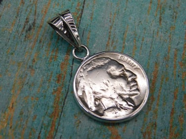 STERLING SILVER BUFFALO NICKEL PENDANT