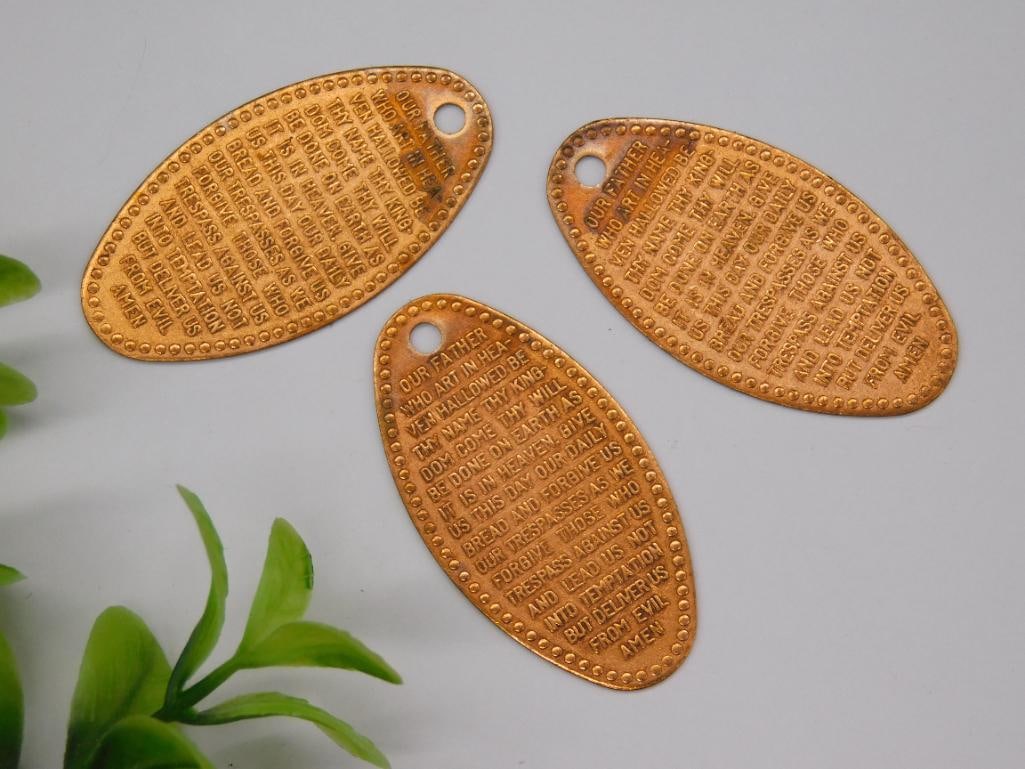 THE LORDS PRAYER COPPER PENDANTS LOT OF 3: THE LORDS PRAYER COPPER PENDANTS LOT OF 3