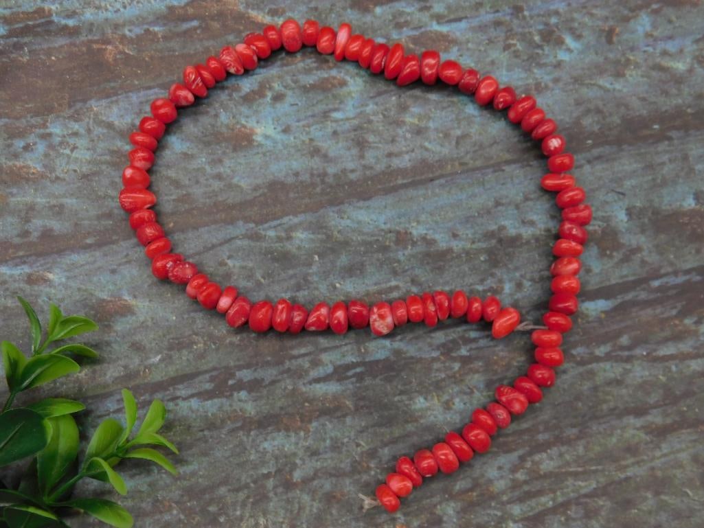 RED CORAL BEADS ROCK STONE LAPIDARY SPECIMEN: RED CORAL BEADS ROCK STONE LAPIDARY SPECIMEN