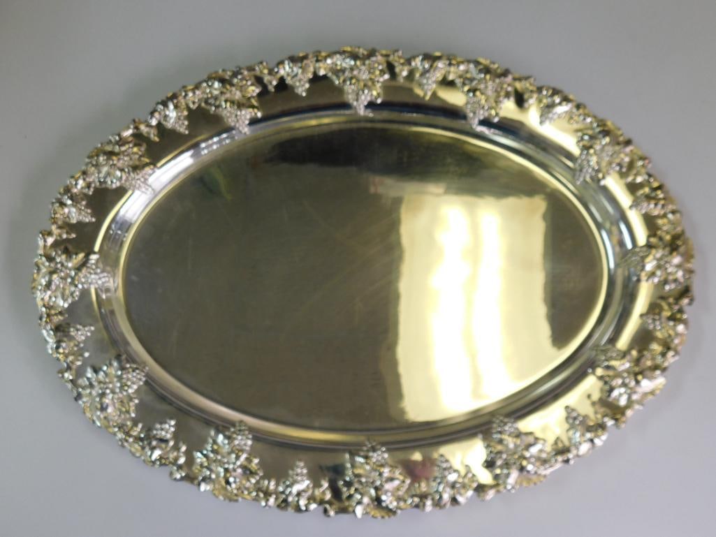 5.5 POUND SILVER SERVING TRAY VINTAGE ANTIQUE: 5.5 POUND SILVER SERVING TRAY VINTAGE ANTIQUE