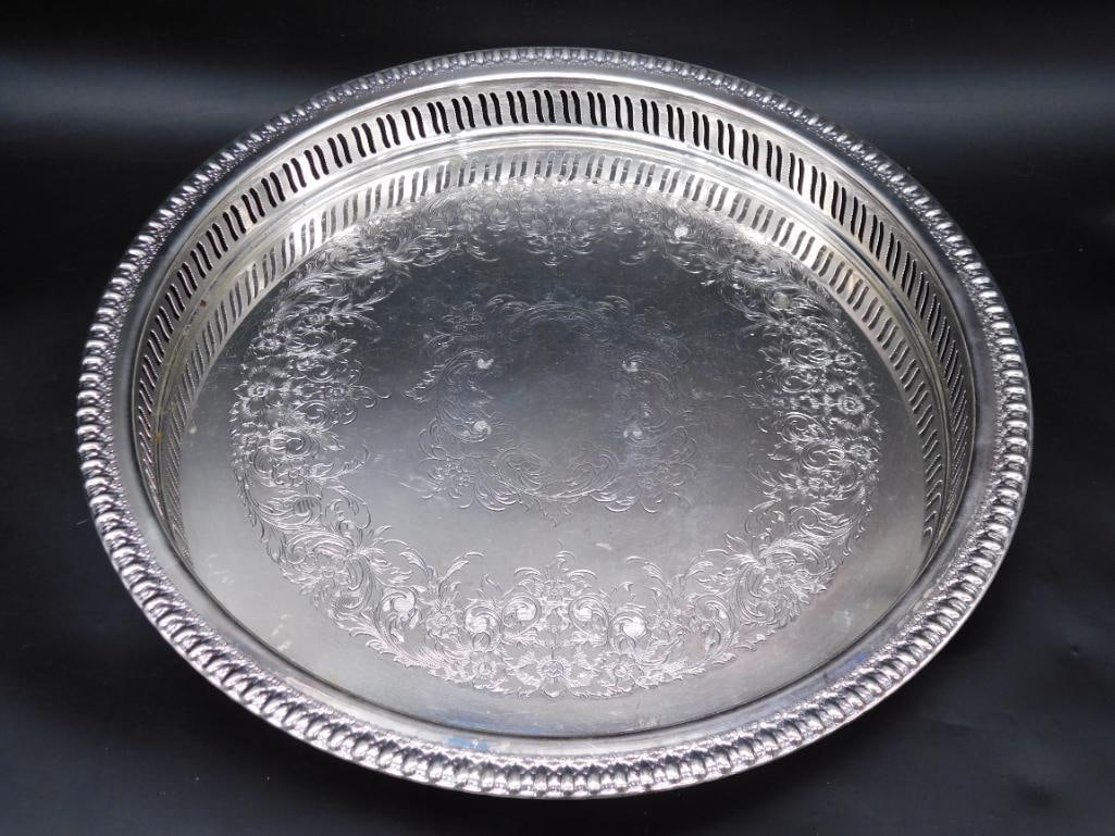 WEBSTER WILCOX INTERNATIONAL SILVER CO STERLING SILVER SERVING TRAY VINTAGE ANTIQUE (1 of 3)