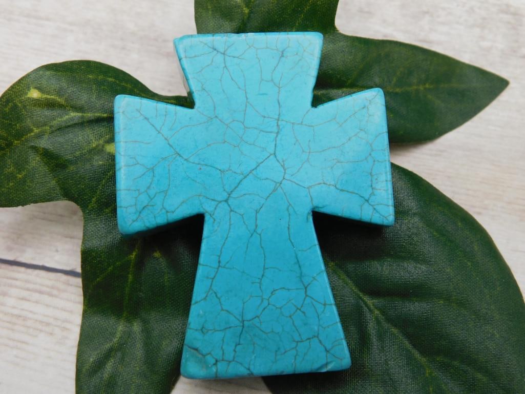 TURQUENITE CROSS ROCK STONE LAPIDARY SPECIMEN: TURQUENITE CROSS ROCK STONE LAPIDARY SPECIMEN
