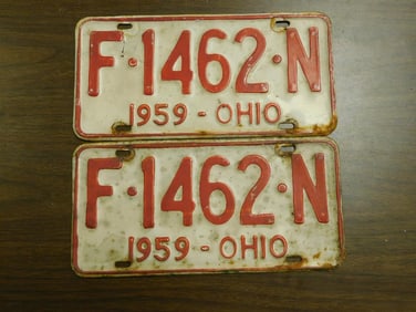 Vintage Antique License Plate 1959 US Ohio Collectible 189