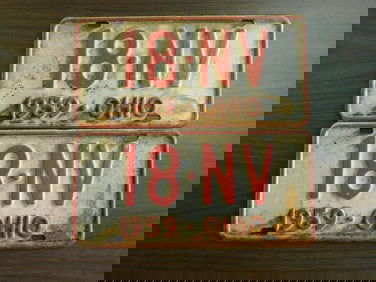 Vintage Antique License Plates 1959 US Ohio Collectible 203