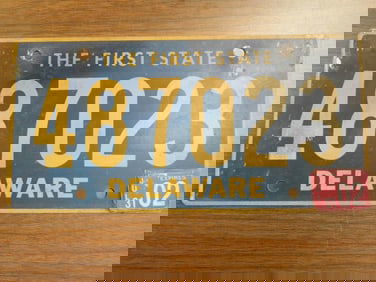 Vintage Antique License Plate US Delaware Collectible 212