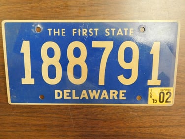 Vintage Antique License Plate US Delaware Collectible 213