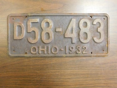 Vintage Antique License Plate 1932 US Ohio Collectible 230