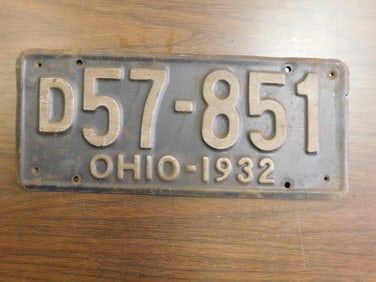 Vintage Antique License Plate 1932 US Ohio Collectible 232