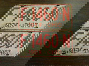 Vintage Antique License Plates 1959 US Ohio Collectible 235