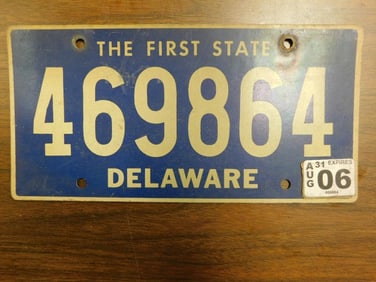 Vintage Antique License Plate US Delaware Collectible 240