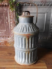VINTAGE GALVANIZED STEEL PETROLIANA OIL LARGE CAN VINTAGE ANTIQUE