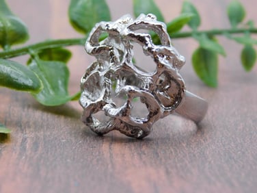 SILVER CLUSTER RING ROCK STONE LAPIDARY SPECIMEN
