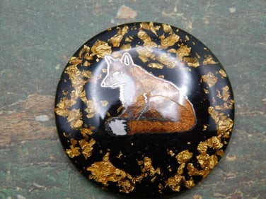 GOLD FLECKED FOX CABOCHON ROCK STONE LAPIDARY SPECIMEN