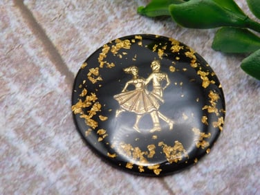 GOLD FLECKED DANCERS CABOCHON ROCK STONE LAPIDARY SPECIMEN