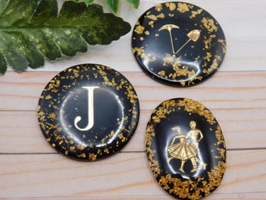 GOLD FLECKED CABOCHONS ROCK STONE LAPIDARY SPECIMEN