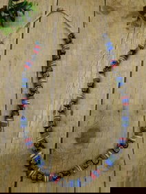 HAND PAINTED FLORAL AND MULTICOLORED AFRICAN TRADE BEADS ROCK STONE LAPIDARY SPECIMEN