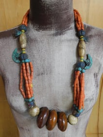 LARGE BEAD AFRICAN TRADE BEAD NECKLACE ROCK STONE LAPIDARY SPECIMEN