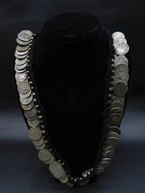 ANTIQUE COIN NECKLACE AFRICAN TRADE BEADS