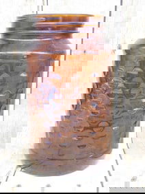 BROWN DOT GLASS JAR VINTAGE ANTIQUE