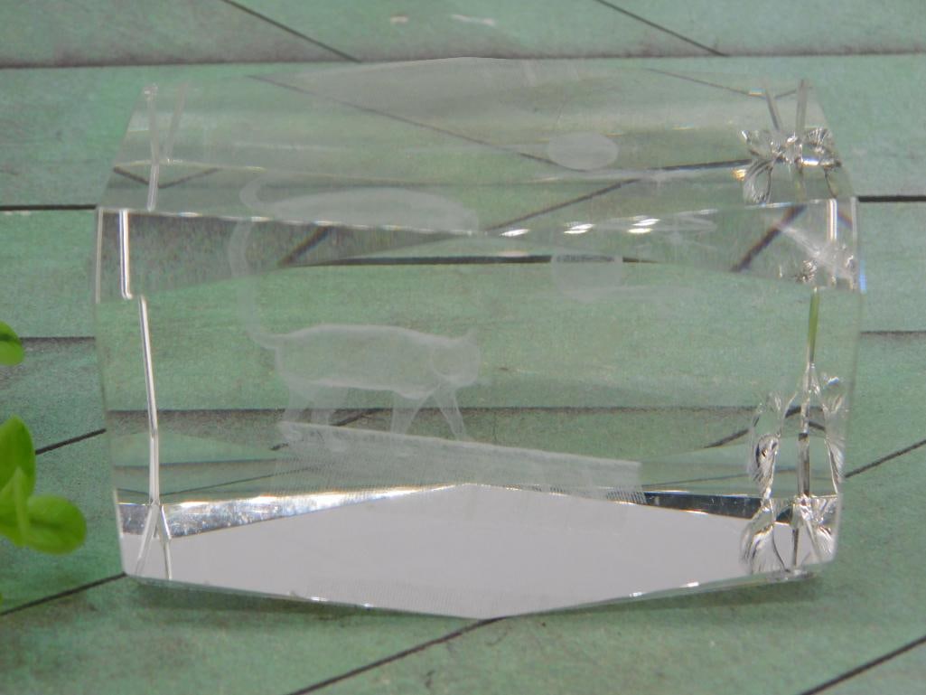 ETCHED GLASS HOLOGRAPHIC PAPER WEIGHT