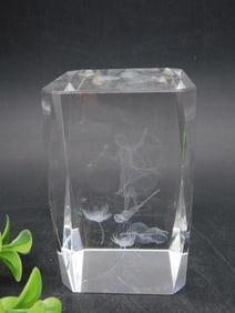 FAIRY ETCHED GLASS PAPER WEIGHT VINTAGE ANTIQUE