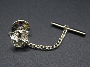 SILVER TONE NUGGET TIE TACK VINTAGE ANTIQUE