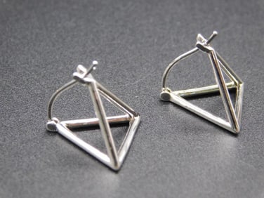 STERLING SILVER TRIANGLE EARRINGS VINTAGE ANTIQUE