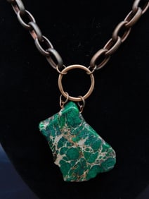 IMPRESSION JASPER PENDANT ON CHAIN NECKLACE