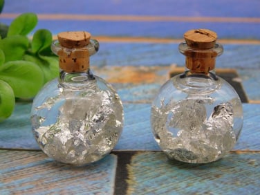 SILVER FLAKES IN BOTTLES ROCK STONE LAPIDARY SPECIMEN
