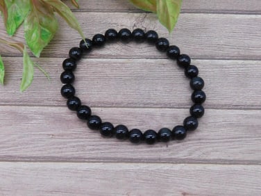 Black Bead Stretch Bracelet