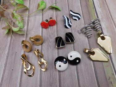 Lot of Eight Pairs of Clip-On Earrings in Mixed Designs