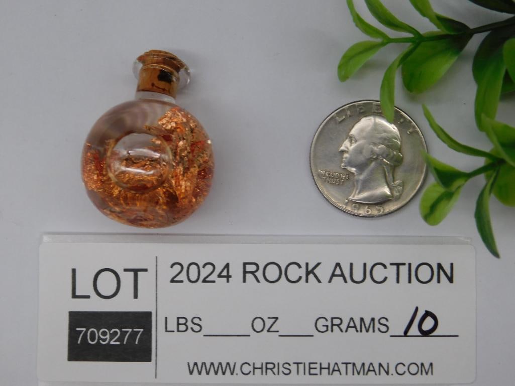 Mini Glass Bottle with Copper Foil Decoration ? 10 Grams: Mini Glass Bottle with Copper Foil Decoration ? 10 Grams
