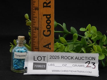 Small Glass Bottle with Turquoise GEMSTONES ROCK STONE LAPIDARY SPECIMEN