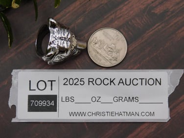 Silver-Tone Tiger Head Ring