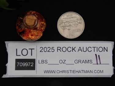 Miniature Glass Bottle with Copper Flakes ROCK STONE LAPIDARY SPECIMEN