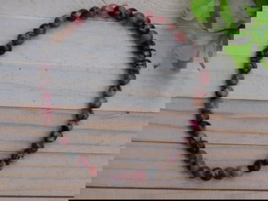 Beaded Rhodonite Stretch Bracelet ROCK STONE LAPIDARY SPECIMEN