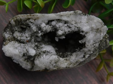 Geode with White Crystal Formations and Cavity ROCK STONE LAPIDARY SPECIMEN