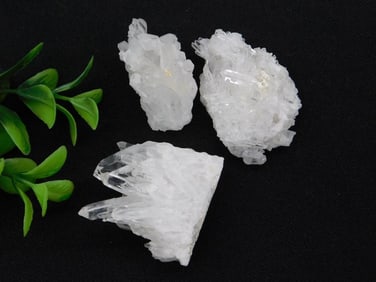 Three White Quartz Crystal Clusters Rock Stone Lapidary Specimen