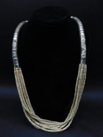 Vintage MID CENTURY Multi-Strand Beaded Necklace with Silver Accents