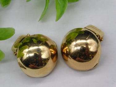 Vintage Gold-Tone Round Napier Clip-On Earrings