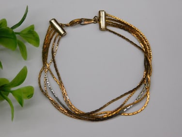 Multi-Strand Gold-Tone Chain Bracelet With Clasp