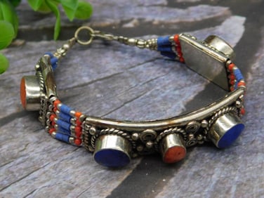 LAPIS LAZULI AND RED CORAL BRACELET ROCK STONE LAPIDARY SPECIMEN