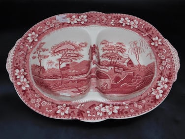 COPELAND SPODE TOWER PINK SERVING DISH TRANSFERWARE VINTAGE ANTIQUE