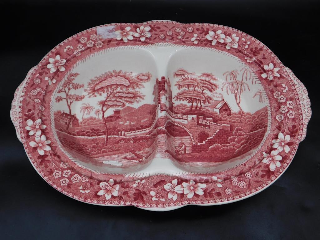COPELAND SPODE TOWER PINK SERVING DISH TRANSFERWARE VINTAGE ANTIQUE: COPELAND SPODE TOWER PINK SERVING DISH TRANSFERWARE VINTAGE ANTIQUE