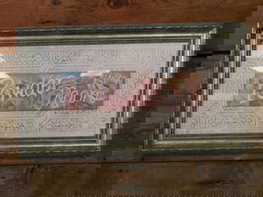 Framed Powder Room Sign with Floral Design