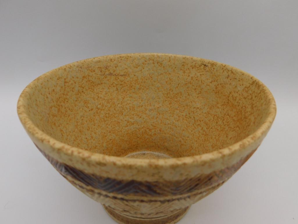 Rustic Ceramic Bowl With Geometric Patterns: Rustic Ceramic Bowl With Geometric Patterns