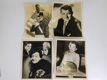 LOT OF FOUR BLACK AND WHITE CELEBRITY PHOTOGRAPHS VINTAGE ANTIQUE PHOTOGRAPHY